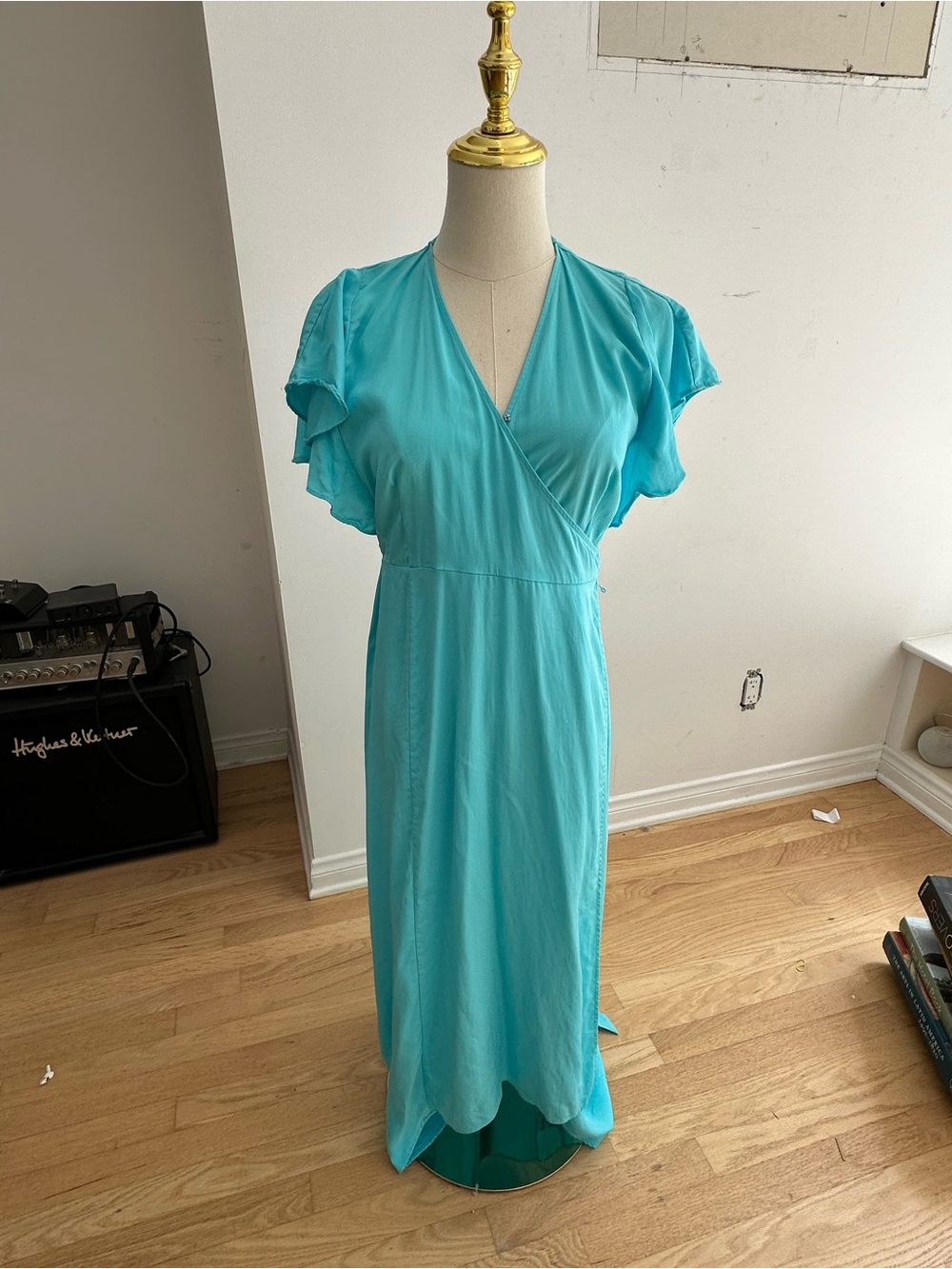 Women's Turquoise Wrap Maxi Dress - Lightweight Summer Style